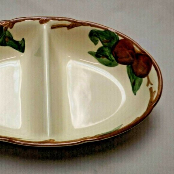Franciscan Earthenware Hand Painted Apple Divided Oval Vegetable Bowl USA 63-71 - Picture 13 of 13